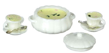 Dollhouse Miniature Clam Chowder Soup Set